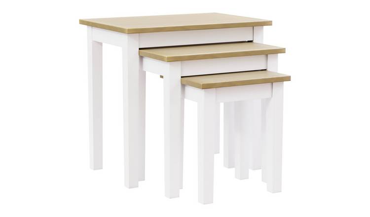 Vida Designs Yorkshire Nest of 3 Tables - Oak & White
