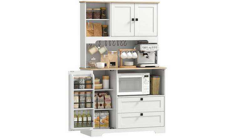 HOMCOM Kitchen Cupboard with 2 Cabinets and 2 Drawers - White