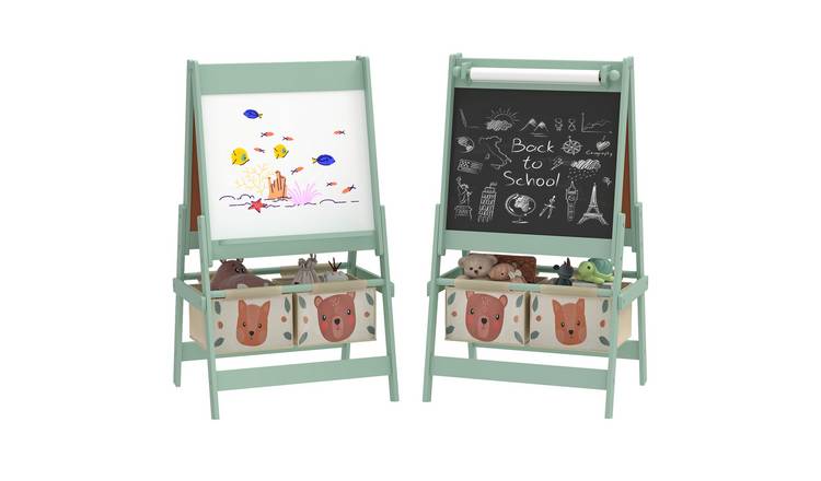 AIYAPLAY 3 in 1 Paper Roll Chalkboard Whiteboard Baskets Kids Easel - Green
