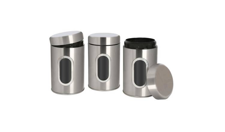 Harbour Housewares 3pc Food Storage Containers Set with Window - Brushed
