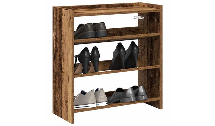 Walplus Engineered Wood Shoe Rack - Old Wood - 60 x 25 x 62 cm