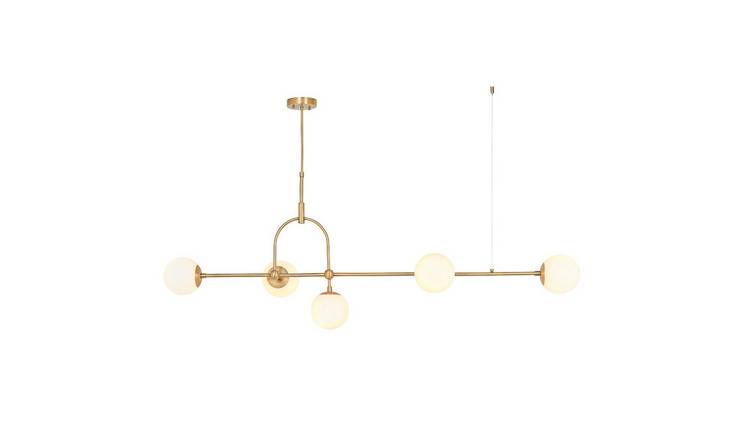 Loops Direct Steel and Glass Linear Pendant Light - Antique Brass