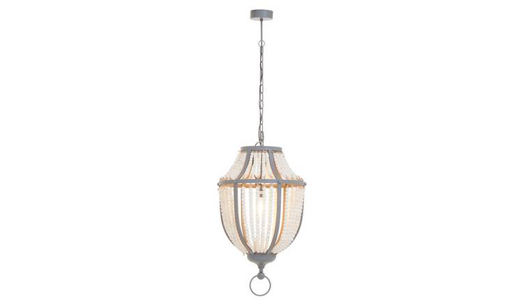 Orsina Wooden Beads Pendant Light - White and Grey
