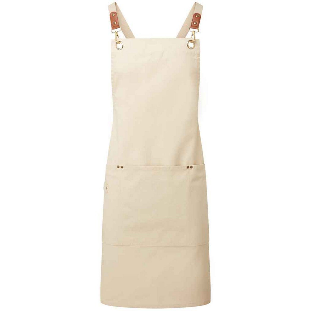 Premier Cross Back Bib Apron - Khaki - Image 1