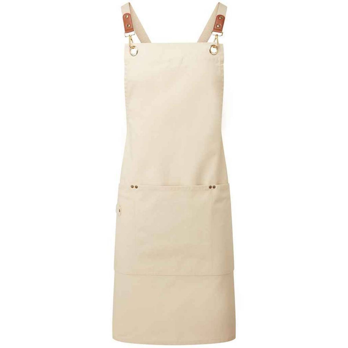 Premier Cross Back Bib Apron - Khaki - Image 1