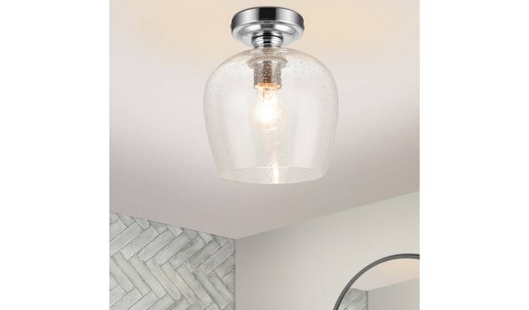 Cosylyte Oakdale Bathroom Classic Bubble Glass Ceiling Light - Chrome Base