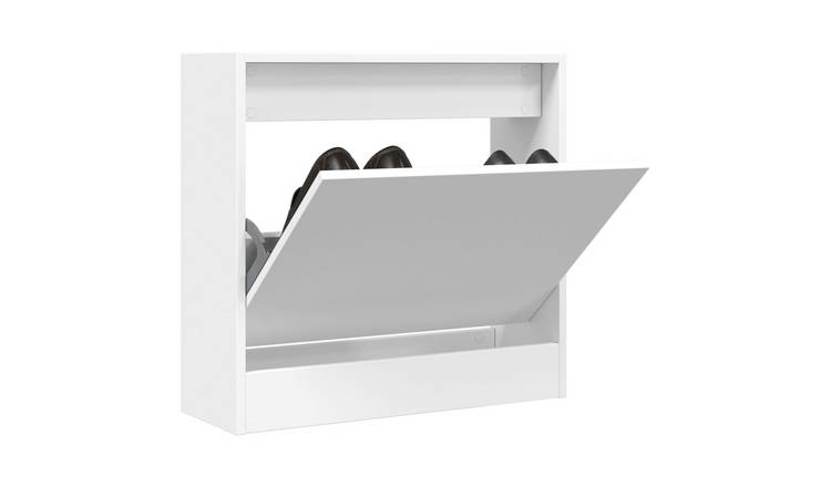 Walplus Engineered Wood Shoe Cabinet - White - 60 x 21 x 57 cm