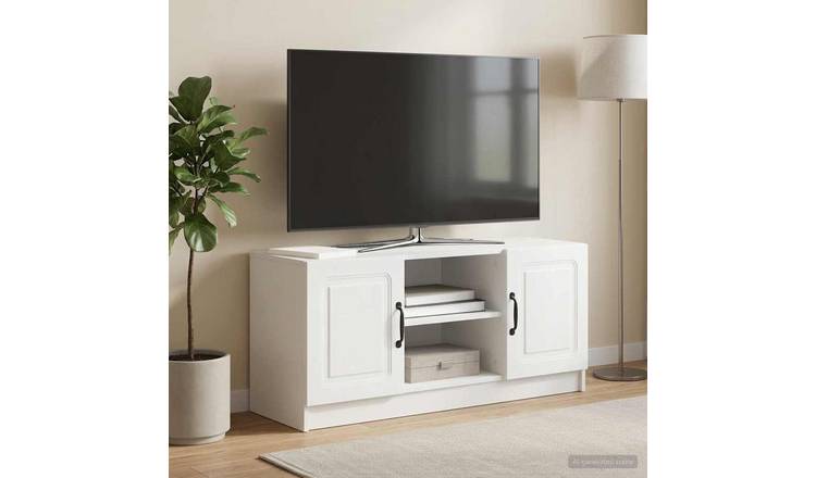 Walplus Engineered Wood TV Cabinet Open Shelf - White - 102 x 34.5 x 47 cm