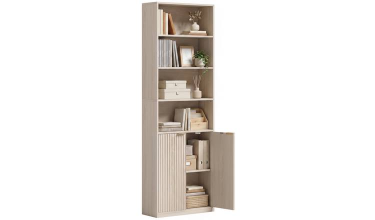 HOMCOM 6 Tier Slim Freestanding Shelving Unit - Oak