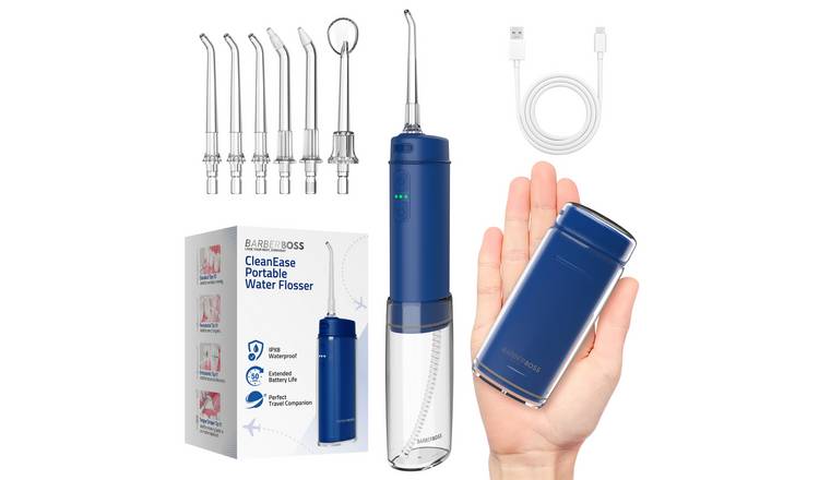 BarberBoss CleanEase Travel Portable Water Flosser Navy