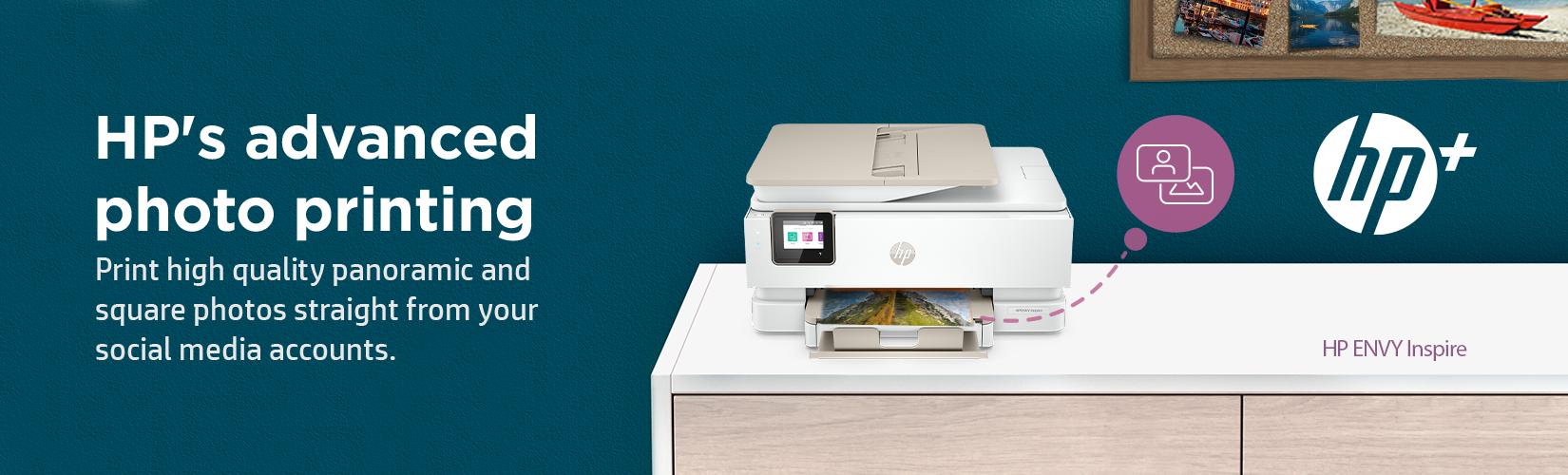 HP's advanced photo printing. Print high quality panoramic and square photos straight from your social media accounts.
