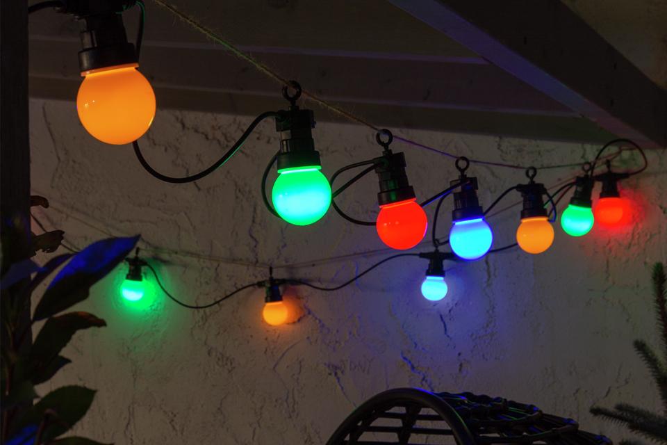 Multi-coloured lights.