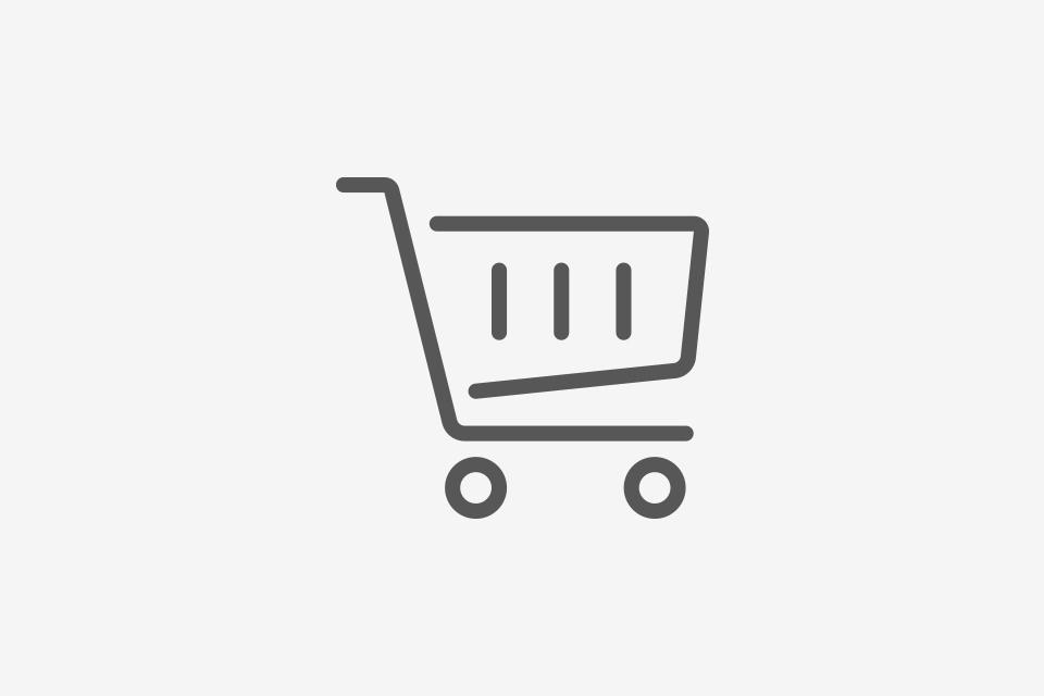A shopping trolley icon on a grey background.