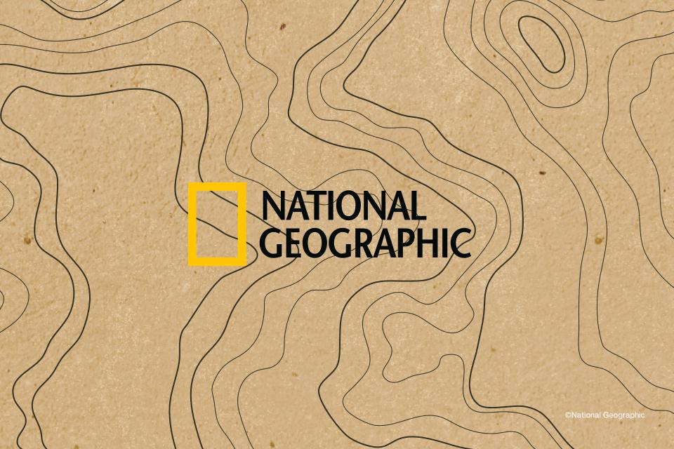 A National Geographic logo overlayed on a topographical map.