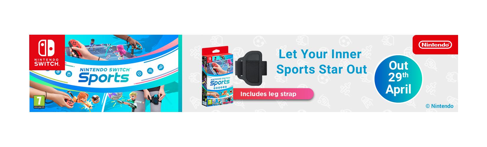Nintendo. Let  your inner sports star out. Includes leg strap. Out 29th April.