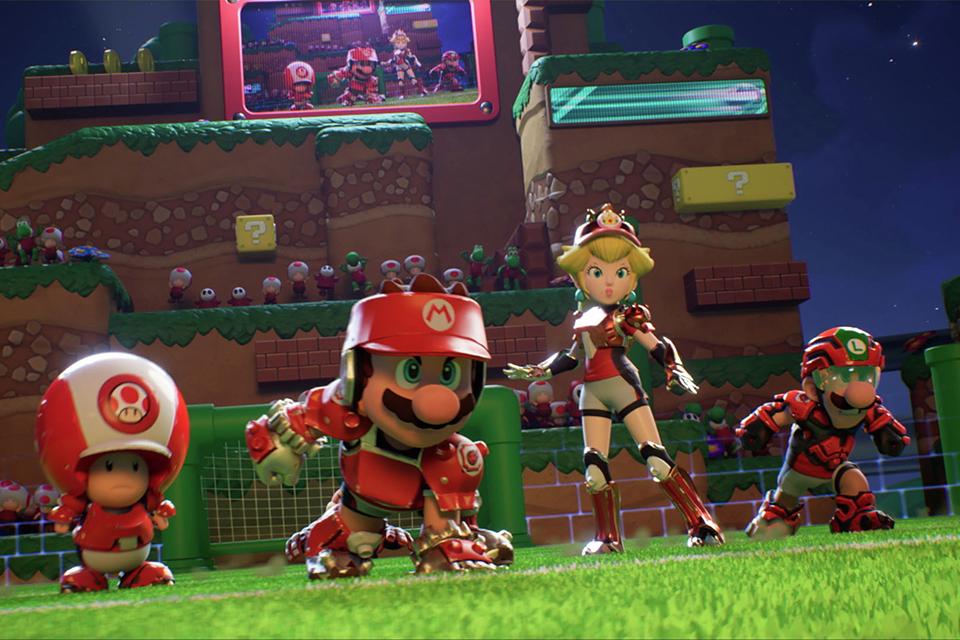 A screenshot from Mario Strikers Battle League Football.