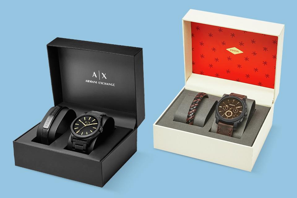 Two gifts sets from Armani and Fossil.