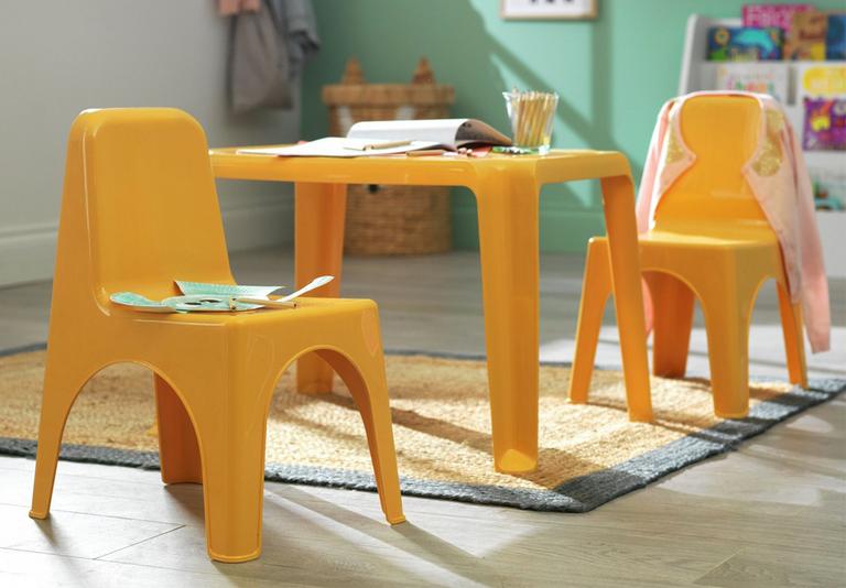Kids tables and chairs.