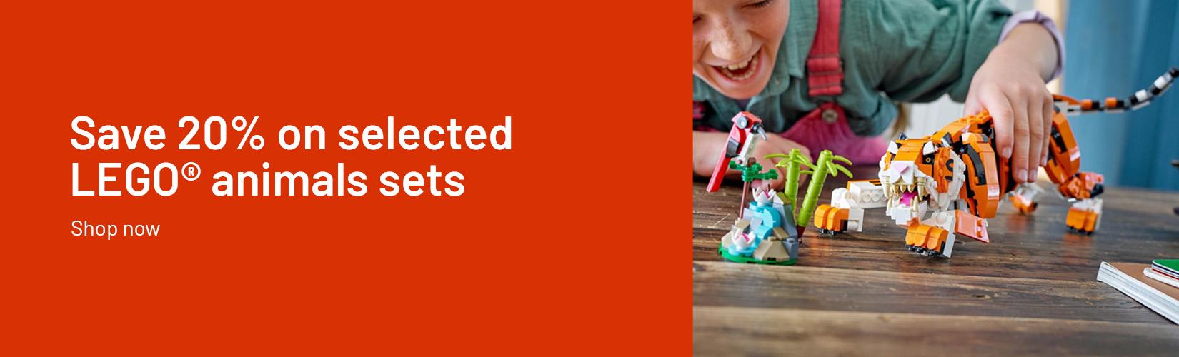 Save 20% on selected LEGO® animals sets. Shop now.