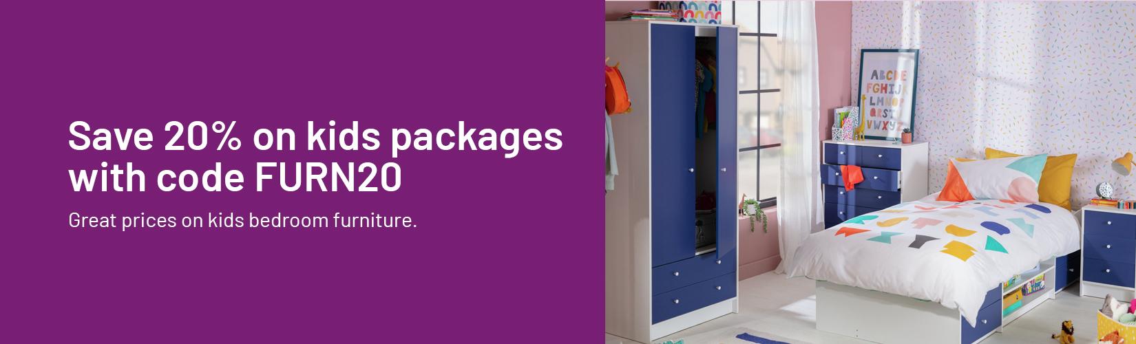 Save 20% on kids packages with code FURN 20.