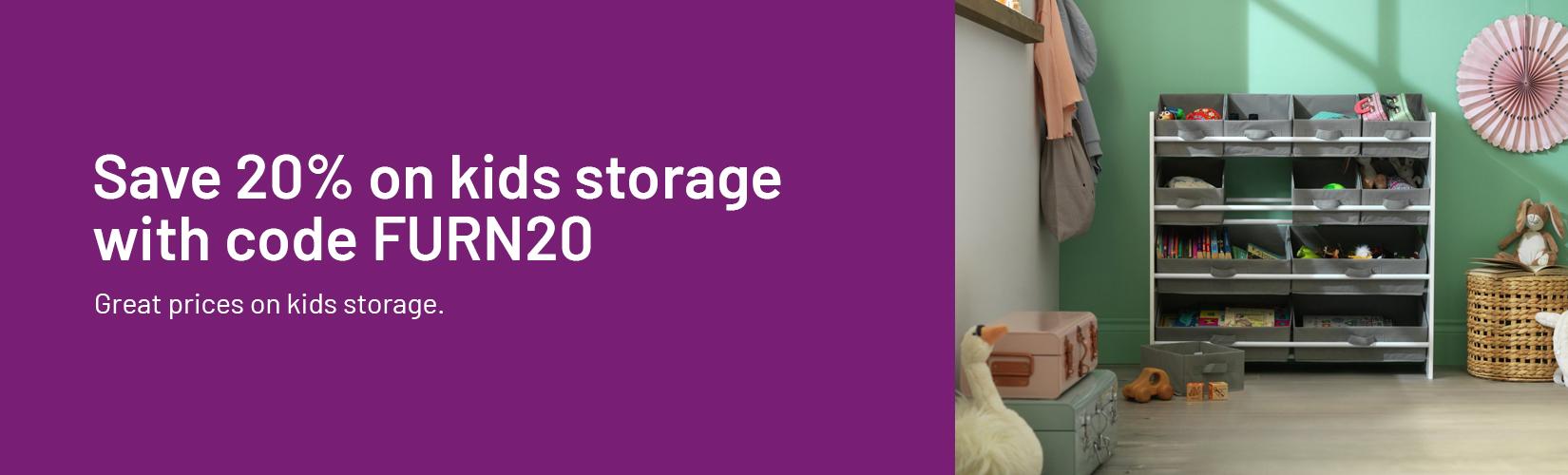 Save 20% on kids storage with code FURN20.