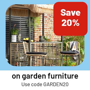 Save 20% on garden furniture. Use code GARDEN20.