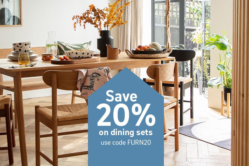 Save 20% on dining sets using code FURN20.