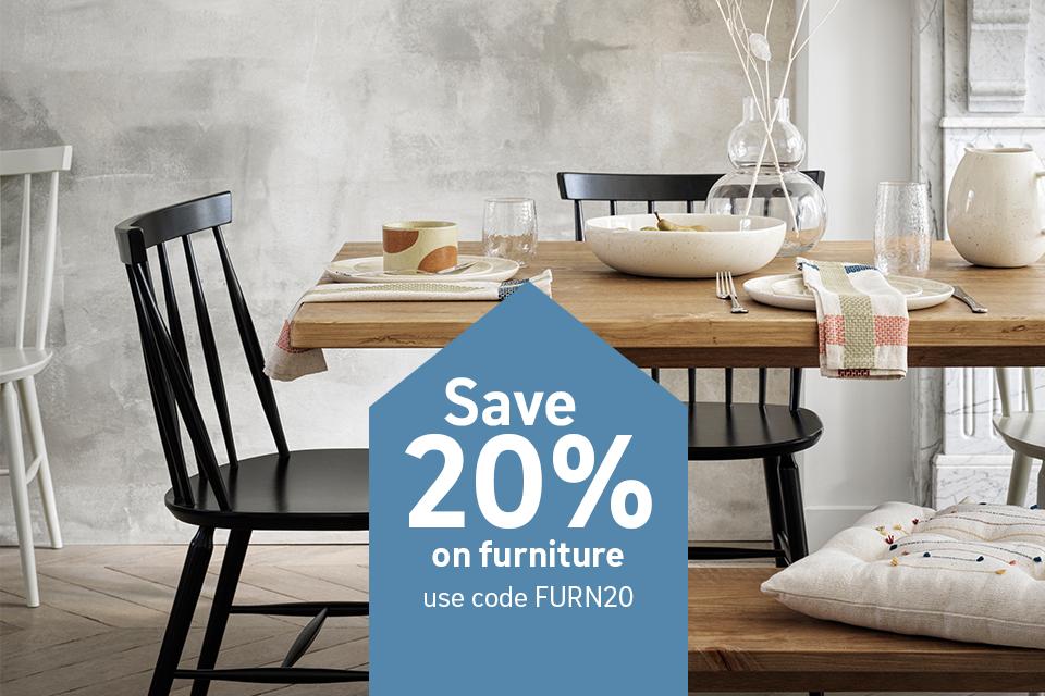 Save 20% on furniture with code FURN20.