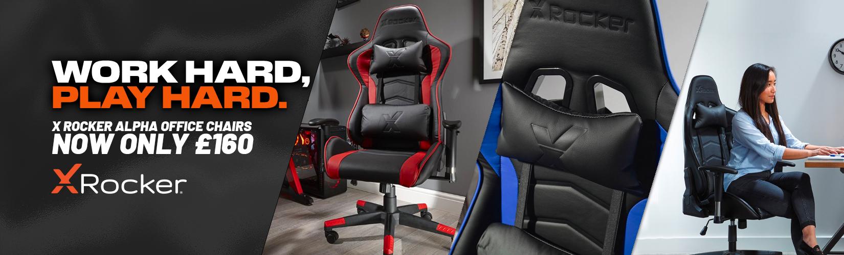 Work hard play hard. X Rocker Alpha office chairs. Now only £160.