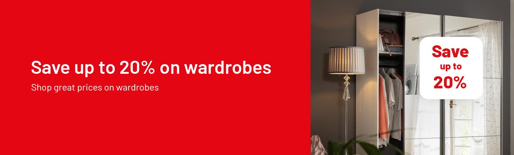 Save up to 20% on wardrobes. Shop great prices on wardrobes.