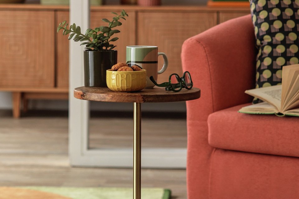 Side table next to chair.