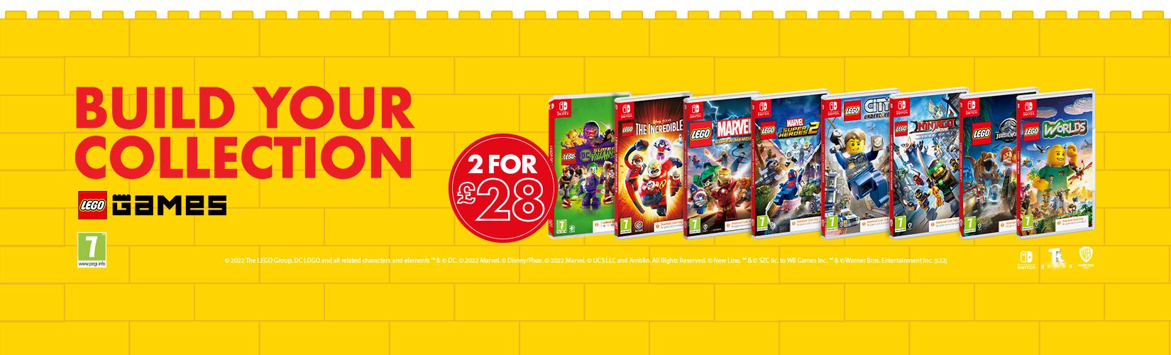 Build your collection. Lego games. 2 for £28.