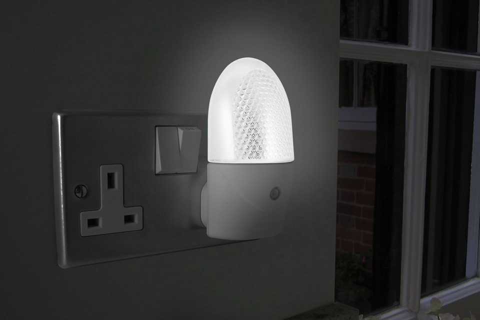 An LED night light in a room.