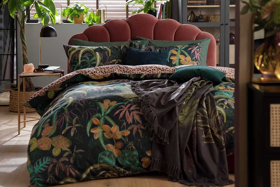 A Habitat botanical print multicolor bedding set.