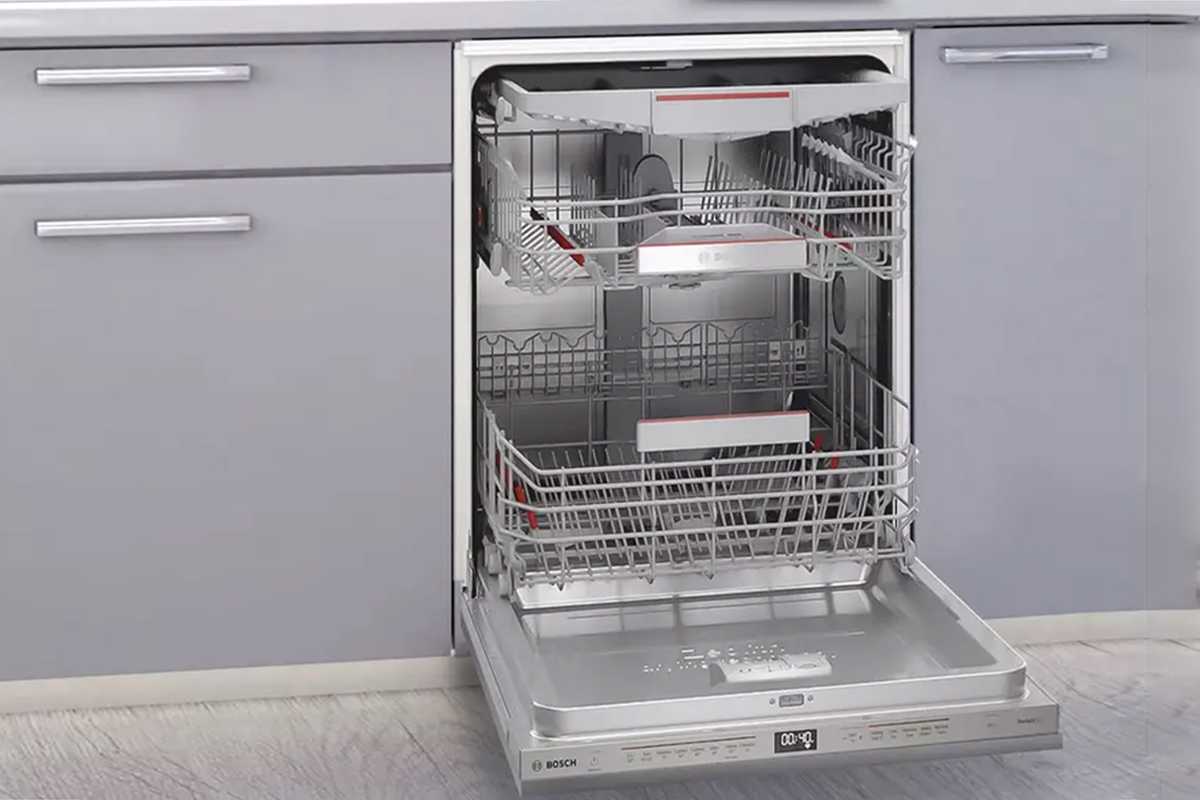 An energy efficient dishwasher in a kitchen.