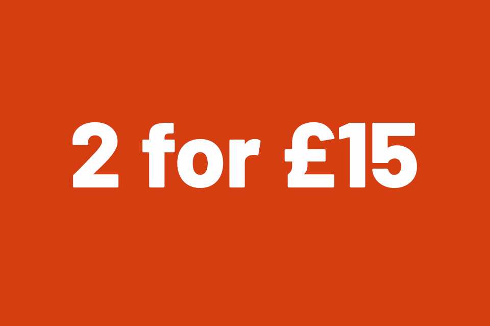 2 for £15. Shop our great 2 for £15 multi deal.