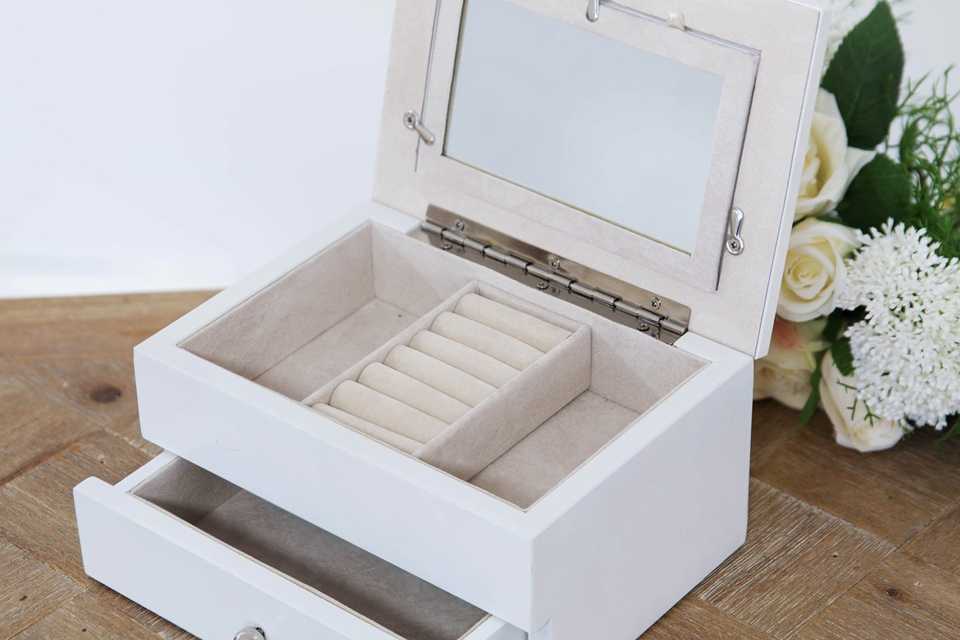 Sophia Wooden Jewellery Box With Photo Frame Lid.