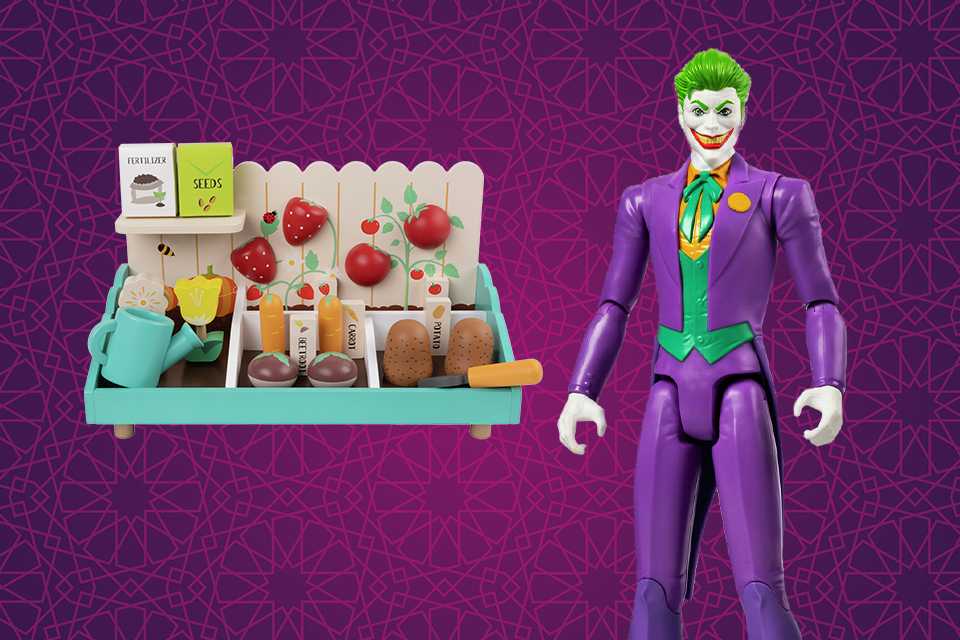 Chad Valley Wooden Vegetable Growing Set + DC Batman 12 Inch Joker Figure.