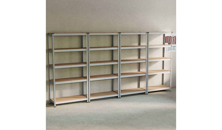 Home Vida 5 Tier 4 Bay Garage Shelf - Galvanised