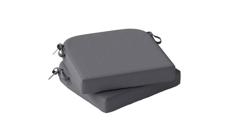 Outsunny Set of 2 UV Resistant Chair Cushions with Ties - Dark Grey