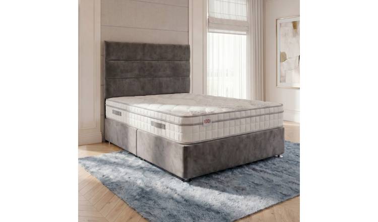 Somnior Regent Velvet Small Double Pocket Mattress Divan Bed Set - Charcoal