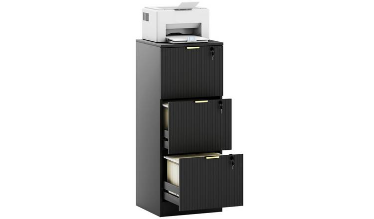 HOMCOM 3 Drawer Adjustable Filing Cabinet for A4 and Letter Size Files - Black