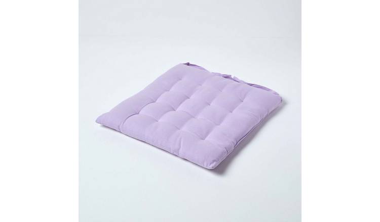Homescapes Cotton Seat Pad Chair Cushion - Lavender