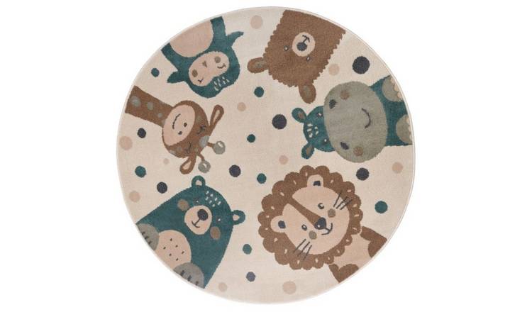 Hanse Home Beige Adventures Animal Party Kids Round Rug - 100cm
