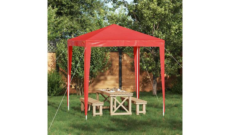 Walplus 200 x 200 x 240 cm PE Steel Frame Garden Party Tent - Red