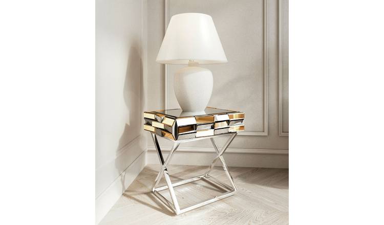 CARME Home Knightsbridge Mirrored Side Table - Rosegold Silver
