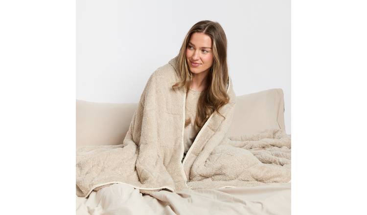 OHS Teddy Fleece 8kg Weighted Blanket 150x200cm - Natural