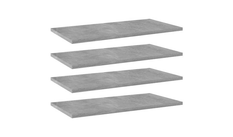 Walplus Pack of 4 Engineered Wood Bookshelf - Stone Grey - 60 x 30 x 1.5 cm