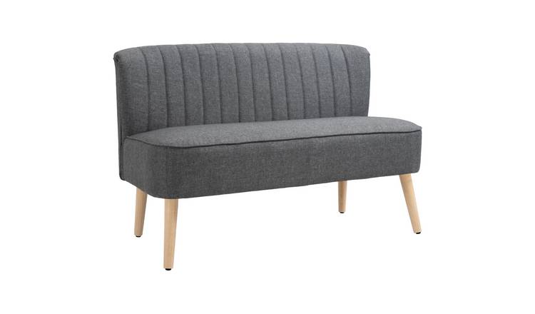 HOMCOM  Linen Fabric Upholstered 2 Seater Small Sofa with Padded Seat - Grey