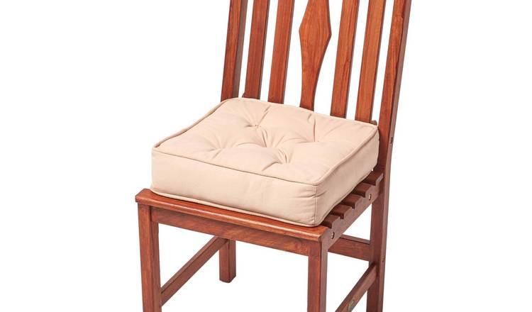 Homescapes Cotton Dining Chair Booster Cushion - Taupe
